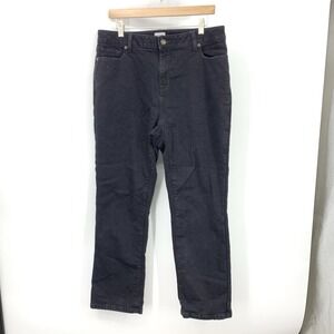 LL Bean Women Size 16 Petite Jeans Black Classic Straight Pants Lined Stretch